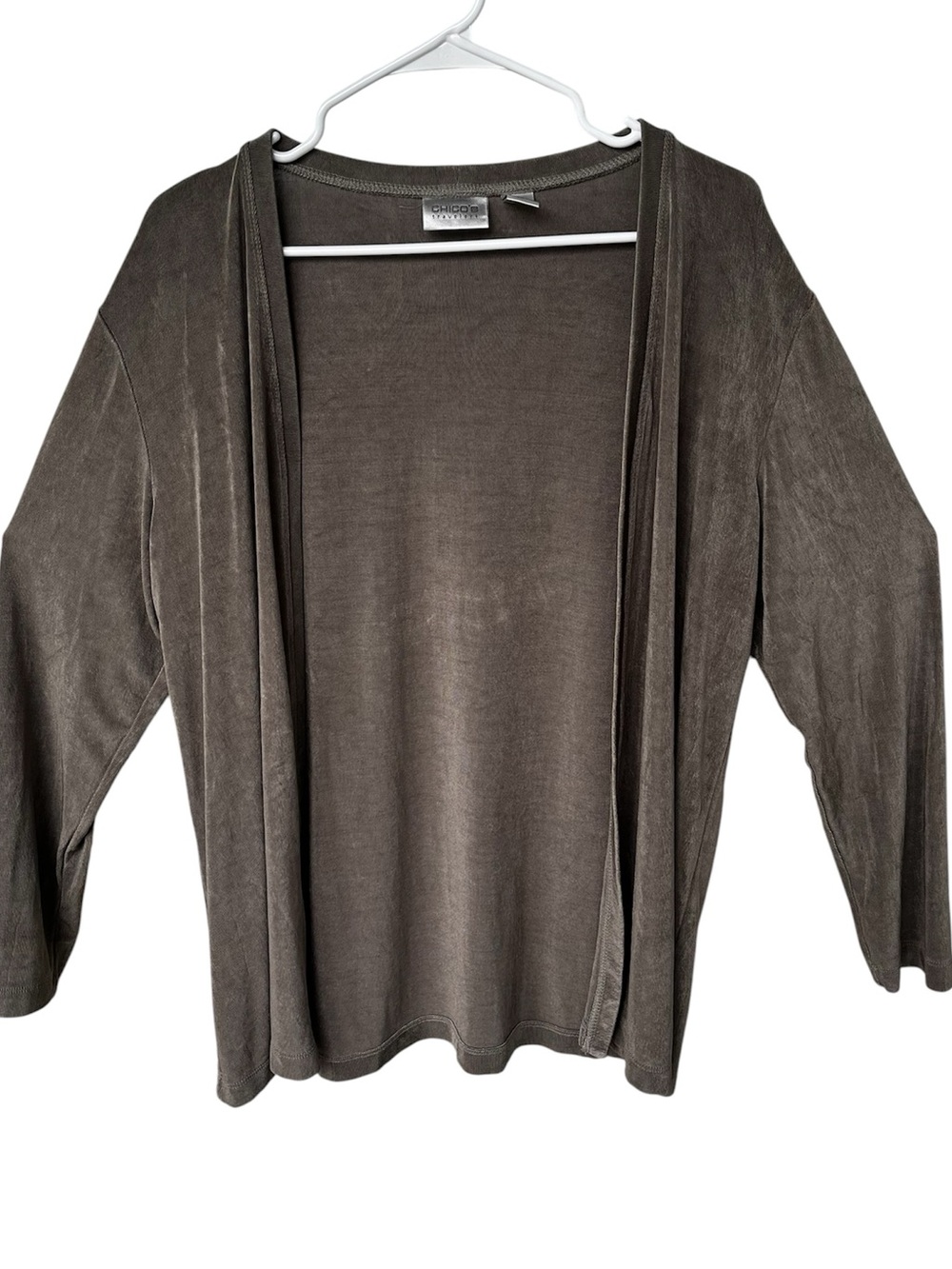 Chico’s Travellers Open-Front Brown Women's Cardigan Sweater Size 3 = 16